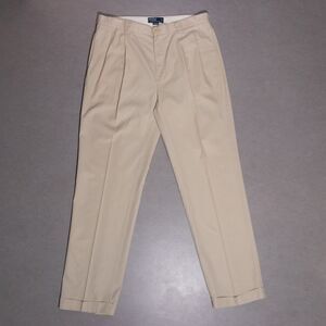Vintage Polo Ralph Lauren Hammond Khaki Pants Men's 38x34 Pleated Cuffed EUC